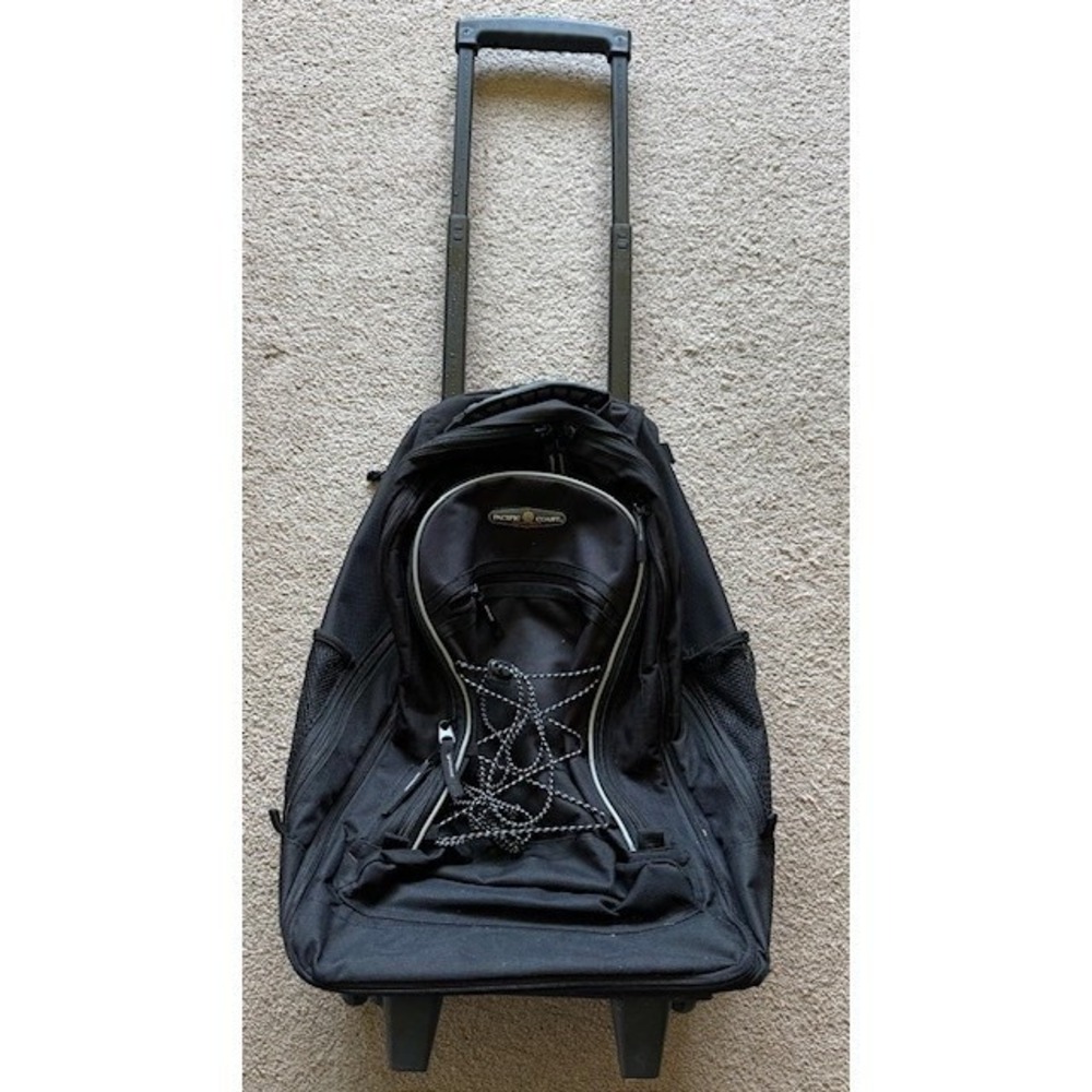 Pacific Coast Rolling Backpack Black Travel  Telescoping Handle Wheels Carryon